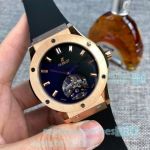 Copy Hublot Geneve Black Dial With Black Rubber Strap Watch For Sale
